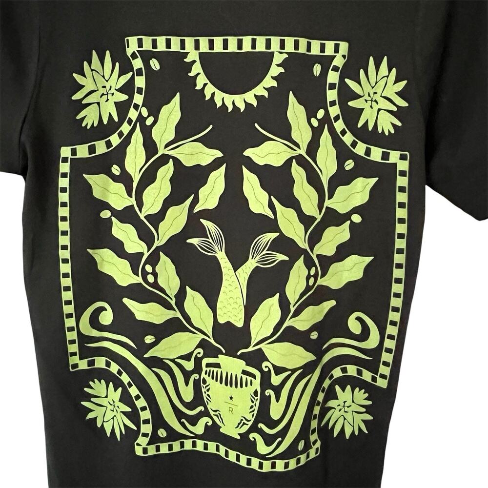 Starbucks Reserve Roastery Graphic T-Shirt Black Green Laurel Women's XS Seattle - Picture 3 of 5